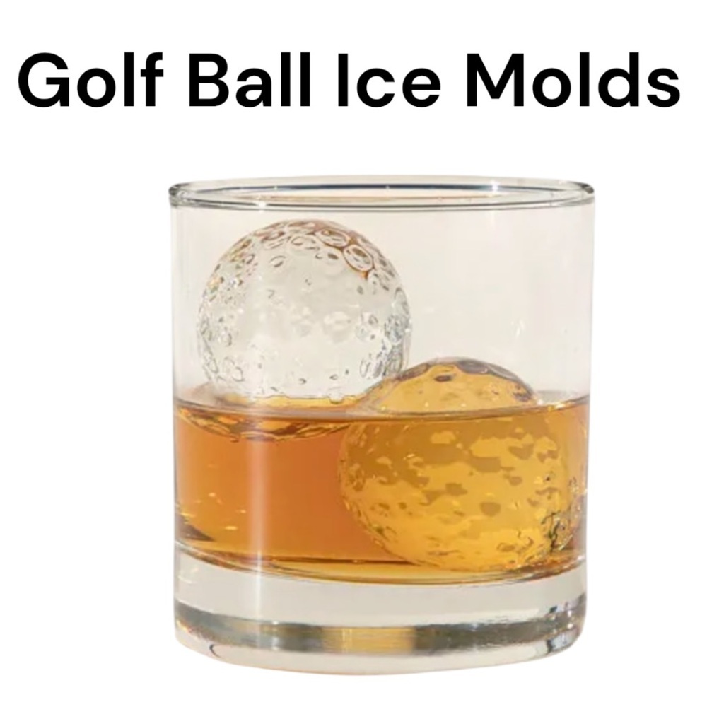 NIB Festive Voice Golf Ball Ice Molds - Set of 2 Silicone Molds